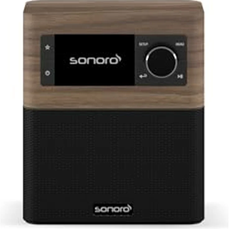 sonoro Stream Internetradio mit Bluetooth & DAB Plus (UKW/FM, WLAN, Spotify, Amazon, Deezer, App, spritzwassergeschützt) Küchenradio Walnuss/Schwarz – Bild 1