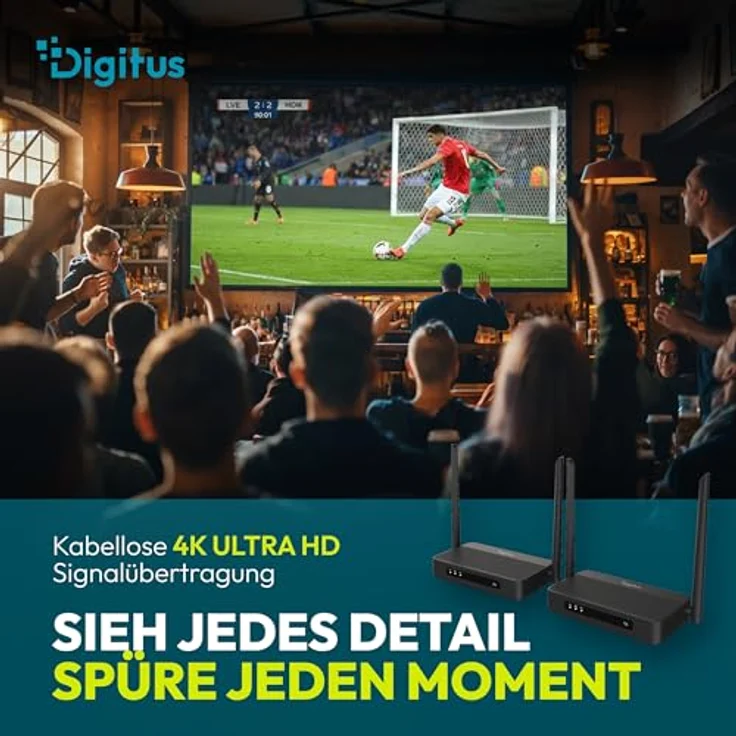 DIGITUS DS-55360 Wireless HDMI KVM Extender, UHD 4K 60 Hz, Reichweite bis zu 100 m, Set aus Transmitter und Receiver, Loop-Out, IR Infrarot, HDMI 2.0, HDCP 2.2, IEEE 802.11.b/g/n/ac WiFi – Bild 5