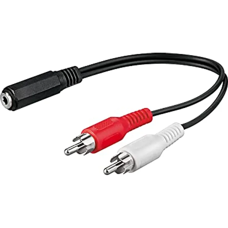 Goobay 50442 Audiokabel Klinke 3.5 mm auf Chinch Adapter, 3,5 mm AUX Buchse auf Chinch-Stecker (L / R), 1,4 m