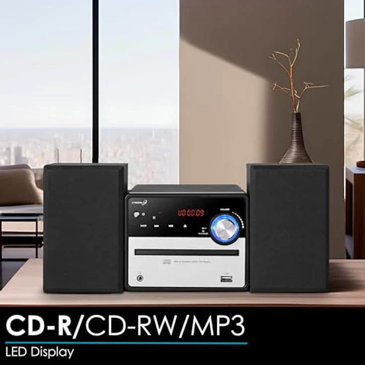 Cyberlux CL-3120 Retro HiFi Kompaktanlage | Stereoanlage | Kompaktanlage | USB | Line Out | CD/MP3 | FM Radio | 30 Speicherplätze | LED-Display | Kassettenspieler | Mini HiFi Anlage | Stereoanlage mit Boxen – Bild 4