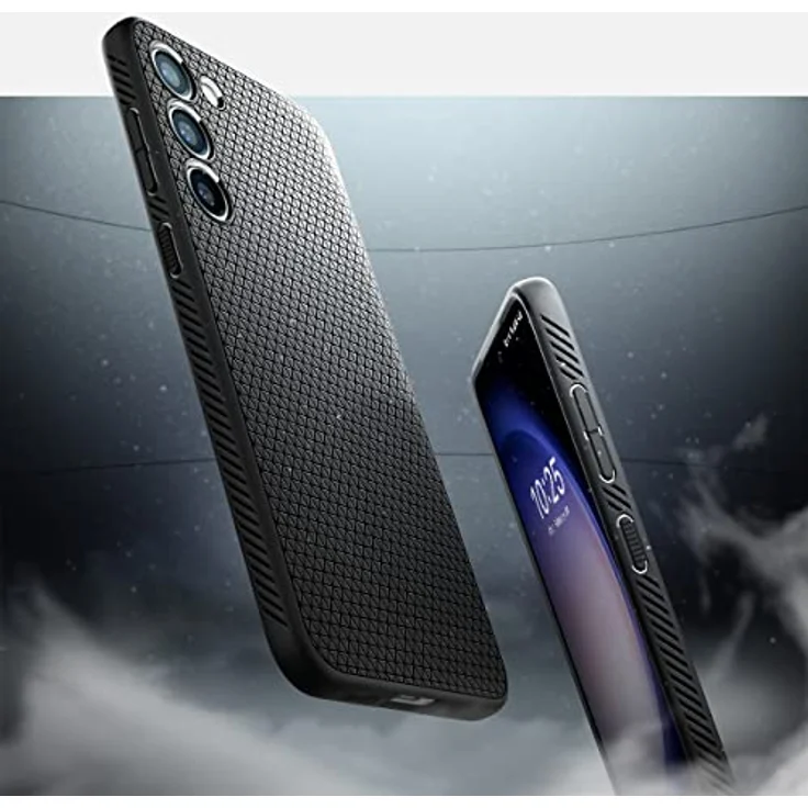 Spigen Liquid Air Hülle Kompatibel mit Samsung Galaxy S23 Plus 5G -Schwarz Gemustertes TPU, Air Cushion Technologie, Spider Web Design, Schutzrand für Display und Kamera – Bild 3