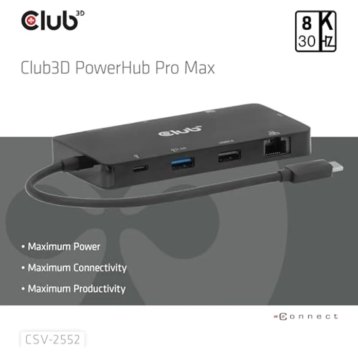Club3D CSV-2552 USB-C® Dockingstation mit Dual HDMI, 4K60Hz, 4x USB-Anschlüssen, integrierten Micro SD/SD-Kartenlesern, RJ45 und Power Delivery 3.0 – Bild 3