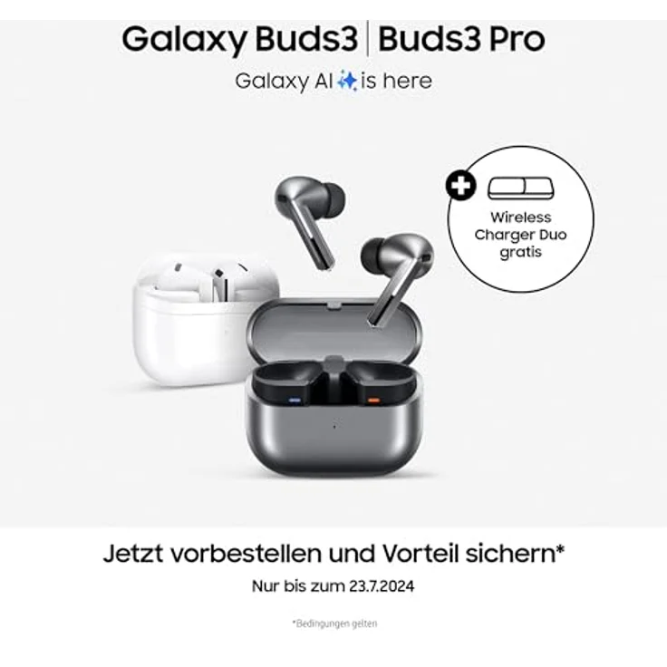Samsung Galaxy Buds3 Kabellose Bluetooth-Kopfhörer mit Active Noise Cancelling (ANC), Adaptive Geräuschunterdrückung, 360 Audio - Silver – Bild 2