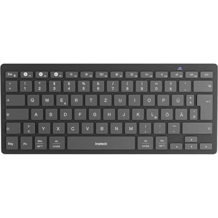 Inateck KB01003 Bluetooth-Tastatur, kabellose Funktastatur mit 3 Bluetooth-Verbindungen, ergonomisches Design, QWERTZ, vergrößerte Tastenkappen, kompatibel mit iPad Pro/Air/Mini, Windows, Android, iOS, ultradünn