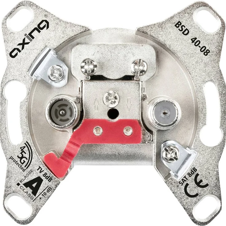Axing BSD04008 Antennendose, SAT/TV/UKW Unterputz Durchgangsdose mit 11 dB Anschluss- und 2,8 dB Durchgangsdämpfung, rückkanaltauglich – Bild 1