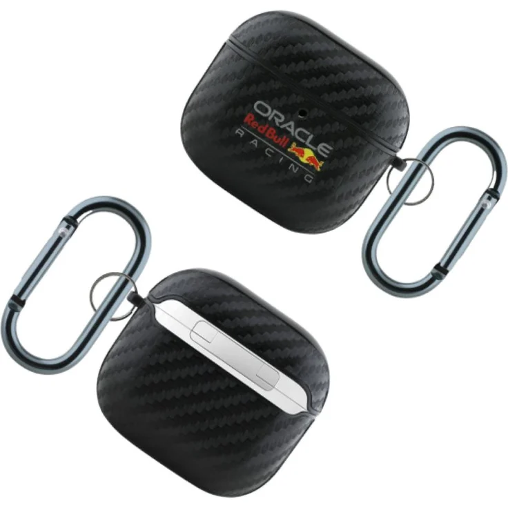 Red Bull Racing AirPods 4 Schutzhülle, Carbon Look Schwarz mit Logo und Kantenschutz
