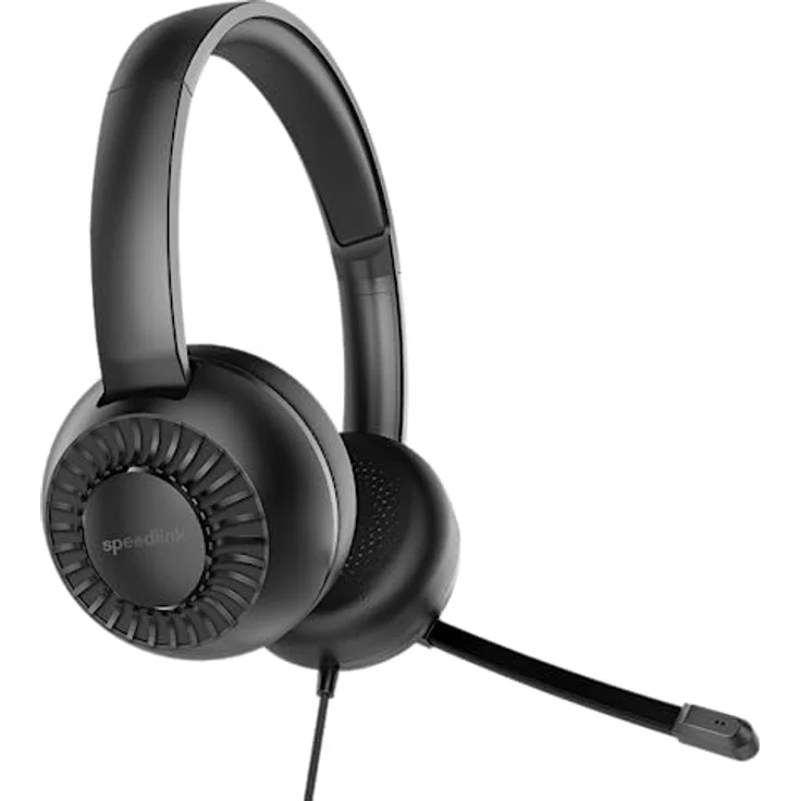 SPEEDLINK METIS Stereo-Headset – leichtes Headset kabelgebunden mit Mikrofon und Kabelfernbedienung, Büro und Home-Office, 3,5 mm-Klinkenanschluss inkl. Y-Adapter, Aufbewahrungstasche, schwarz – Bild 2