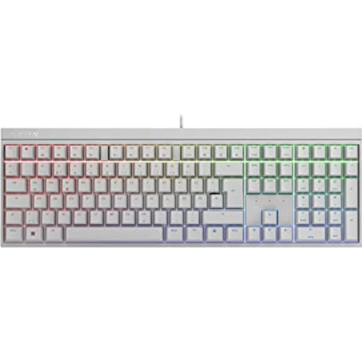 CHERRY MX 2.0S, kabelgebundene Gaming-Tastatur mit RGB-Beleuchtung, Deutsches Layout (QWERTZ), MX RED Switches, weiß – Bild 1