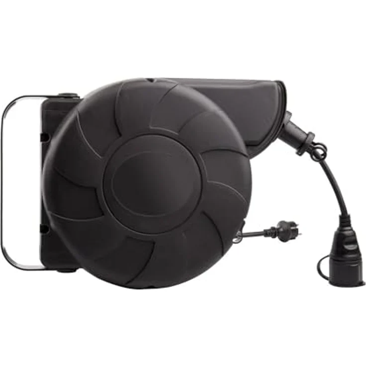 LEDKIA LIGHTING Kabelrolle mit automatischem Rücklauf 11m + 2m IP44 Schwarz – Bild 3