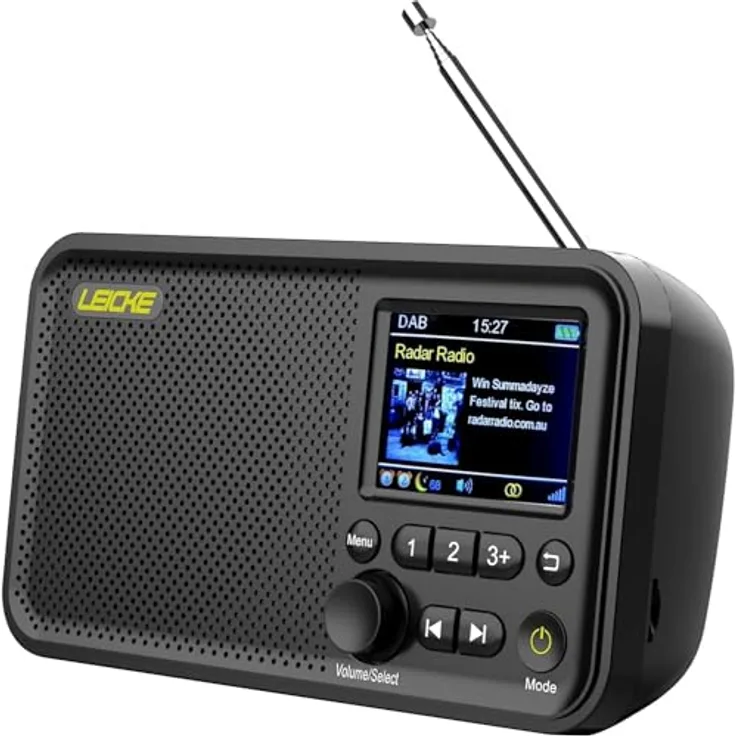 LEICKE tragbares DAB+ Radio mit Bluetooth 5.0, 2,4" Farbdisplay, 80 Voreinstellungen, Küchenradio - Schwarz