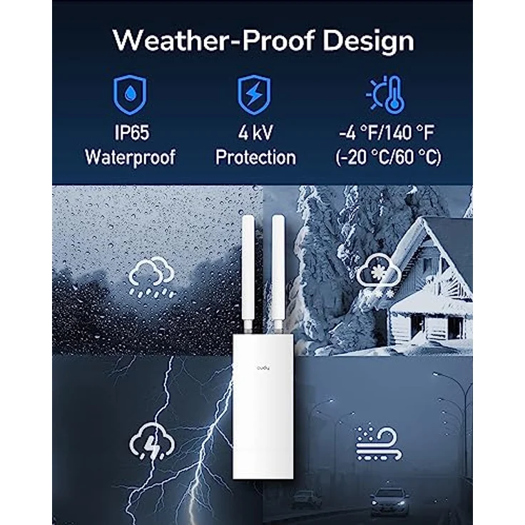 Cudy Unlocked Outdoor 4G LTE Cat 6 Gigabit Modem Router mit SIM-Kartensteckplatz, 2 CA, AC1200 WLAN, IP65, abnehmbare Antennen, passiver PoE-Adapter, Mast- oder Wandmontage, VPN, LT700 Outdoor – Bild 3