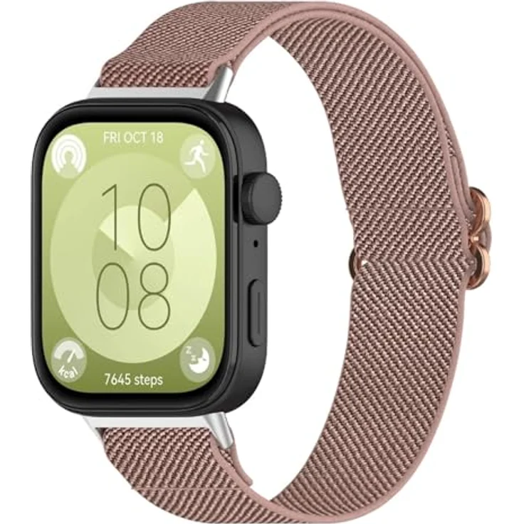 GIOPUEY Armband für Huawei Watch Fit 5/5 Pro/Fit 4/4 Pro/Fit 3, Geflochten aus Nylon, elastisch und atmungsaktiv, unisex, pink – Bild 2