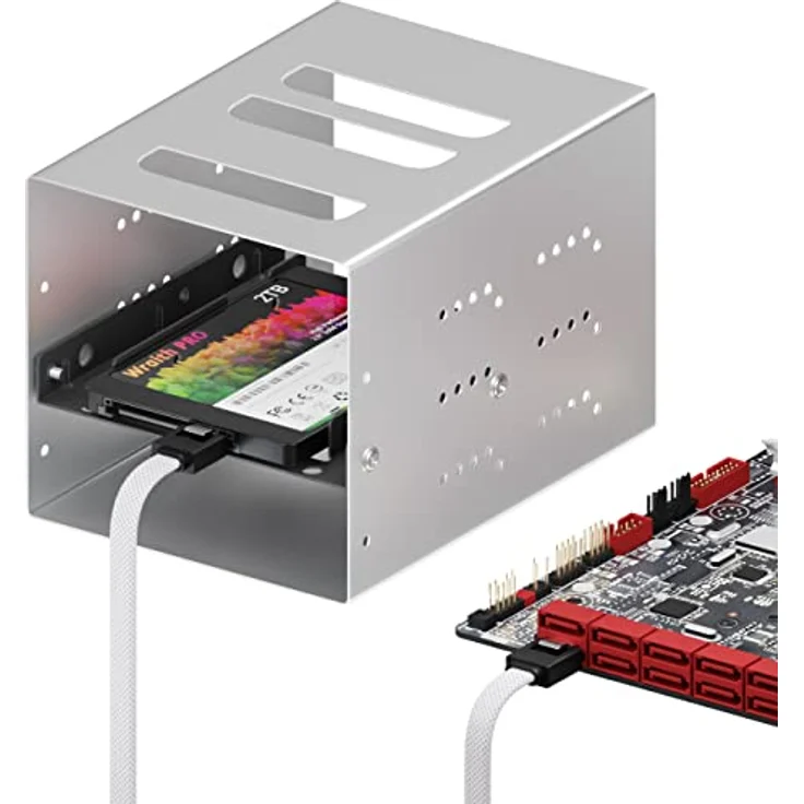 deleyCON 60cm SATA 3 Kabel Nylon, 6 Gbit/s Datenkabel mit 2 S-ATA L-Stecker Gerade, Weiß – Bild 5