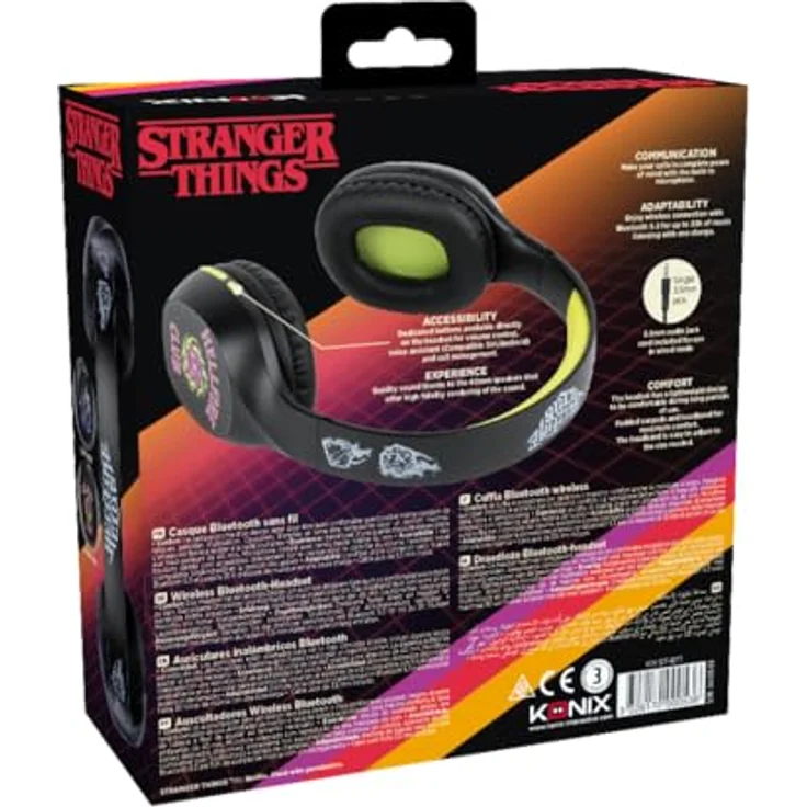 Konix Stranger Things Kopfhörer, Verkabelt & Kabellos, Bluetooth 5.3, 40 mm Lautsprecher, Mehrfarbig – Bild 6