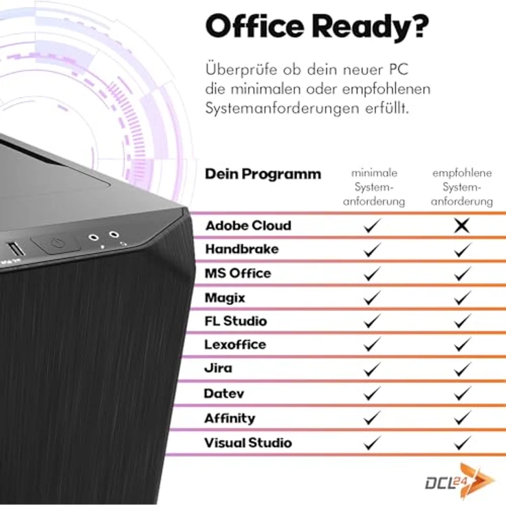 dcl24.de Office Business-PC Ryzen 9 7900X, GeForce RTX 3050, 32 GB RAM, 1000 GB SSD, Schwarz, Windows 11 Pro, WLAN – Bild 2