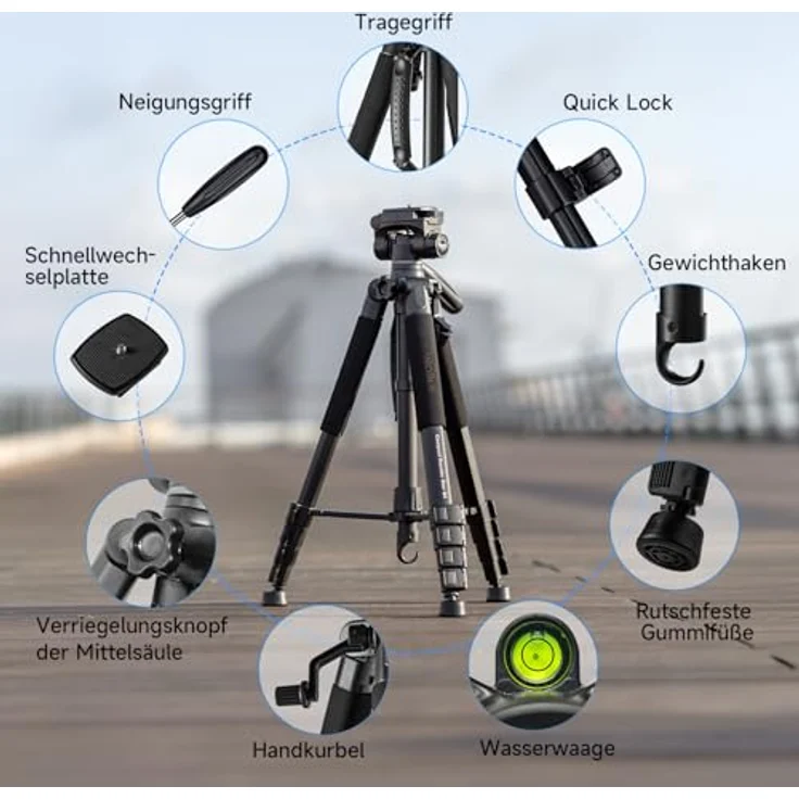 Rollei Compact Traveler Star S4 Kamerastativ, tragbar mit flexiblem Kopf und Zubehör – Bild 4