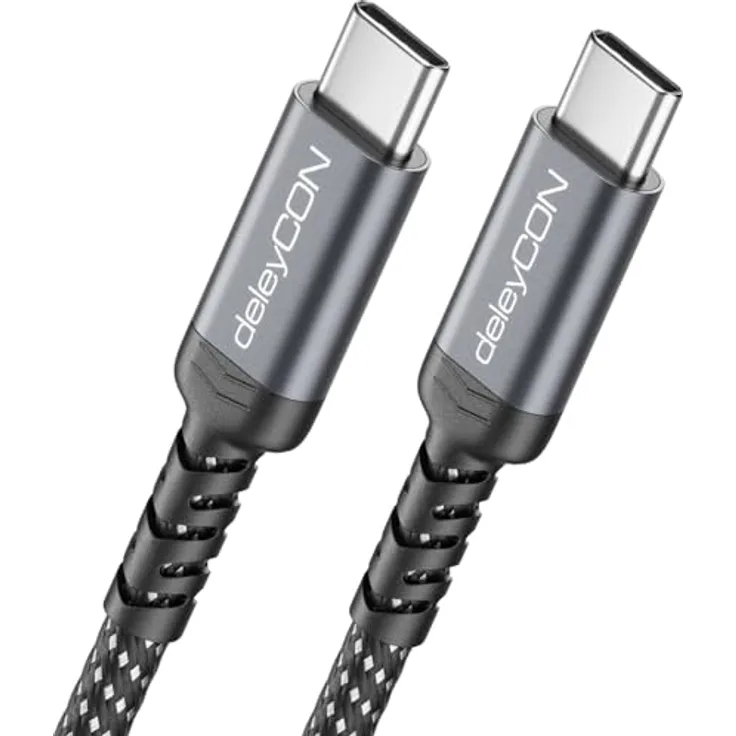 deleyCON 1m 240W USB-C Ladekabel, Schnellladekabel PD3.1, 48V 5A, Nylonkabel mit Knickschutz, für iPhone 17/16/15 Pro Max, Galaxy A16/A56/S25/S24/S23, Pixel, iPad Pro, MacBook, AirPods, Tablet, Switch, PS5