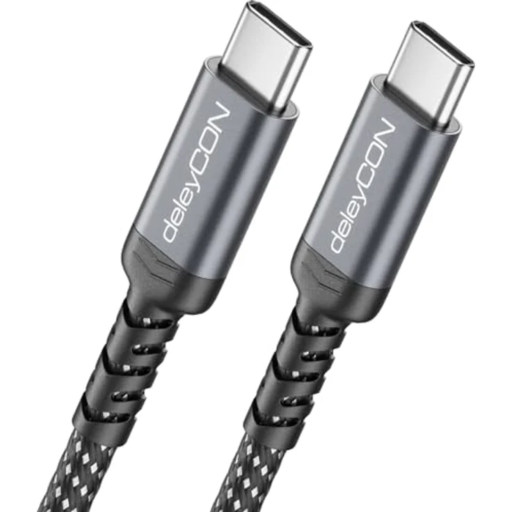deleyCON 1m 240W USB-C Ladekabel, Schnellladekabel PD3.1, 48V 5A, Nylonkabel mit Knickschutz, für iPhone 17/16/15 Pro Max, Galaxy A16/A56/S25/S24/S23, Pixel, iPad Pro, MacBook, AirPods, Tablet, Switch, PS5 – Bild 1