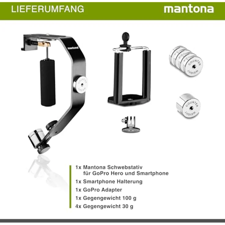 Mantona Schwebestativ für Action Cams mit 1-4 Zoll – Bild 10