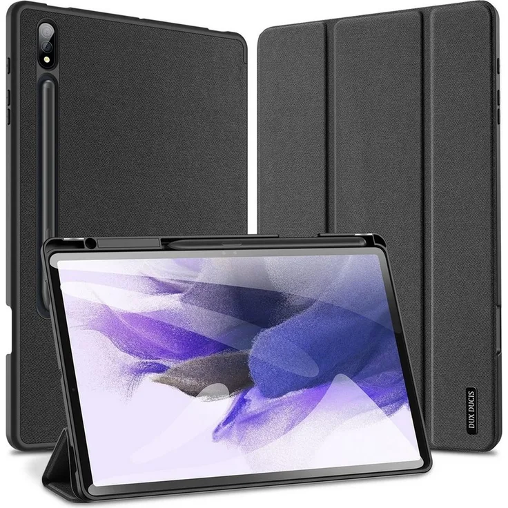 Dux Ducis Tablet-Hülle Domo Hartschale mit Smart Sleep für Samsung Galaxy Tab S9 FE Plus, elegante Standfunktion, schwarz