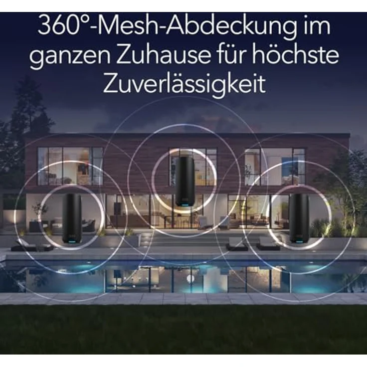 Netgear Orbi 870 Tri-Band WiFi 7-Mesh-Netzwerksystem (RBE873B) Router mit 2 Satelliten, bis zu 600 m² Abdeckung, 10-Gig-Internetanschluss, BE21000 (bis zu 21 GBit/s), schwarz – Bild 3
