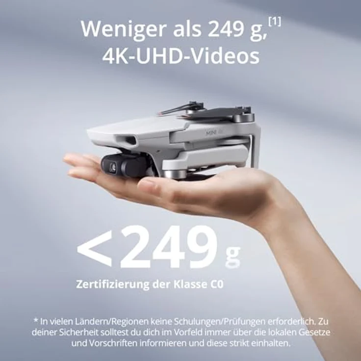 DJI Mini 4K, Drohne mit 4K UHD Kamera für Erwachsene, unter 249 g, 3-Achsen Gimbal Stabilisierung, 10 km Videoübertragung, autom. Rückkehr, Windwiderstand, 1 Akku für 31 min Flugzeit, C0, QuickShots - Preisvergleich – Bild 2