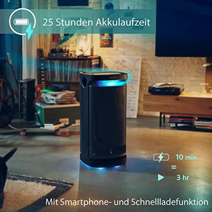 Sony SRS-XV900 - Kraftvoller Bluetooth Party Lautsprecher mit omnidirektionalem Party-Sound (Beleuchtung, für Indoor und Outdoor, 25h Akku, Karaokefunktion und Touch Panel - schwarz, SRSXV900B.CEL – Bild 4