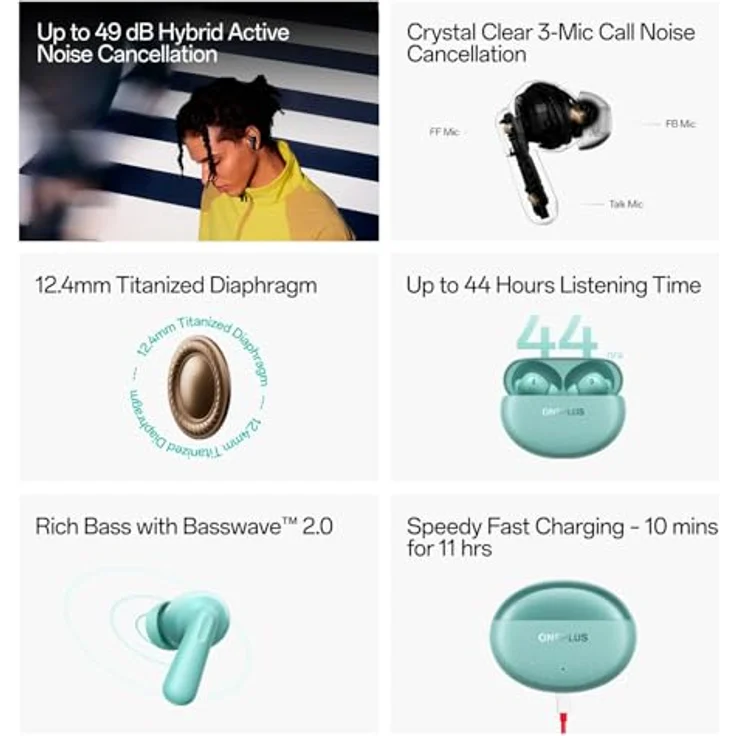 OnePlus Nord Buds 3 Pro - Headset - starry black - Aktive Geräuschunterdrückung, 44 Stunden Akkulaufzeit, Bluetooth 5.4 – Bild 2