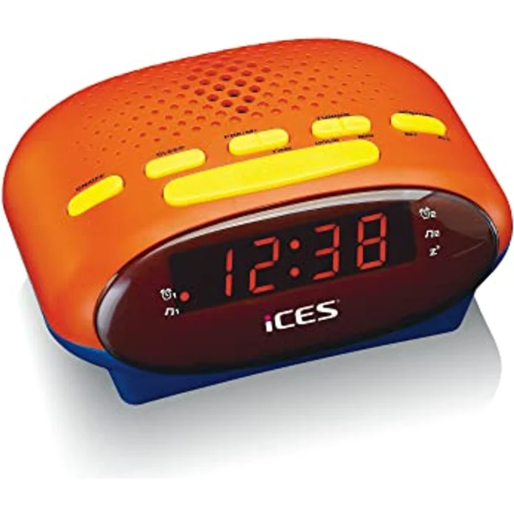 iCES ICR-210KIDS Uhrenradio - Radiowecker für Kinder - PLL FM - Schlummerfunktion - Sleeptimer - Gangreserve - blau/orange – Bild 2