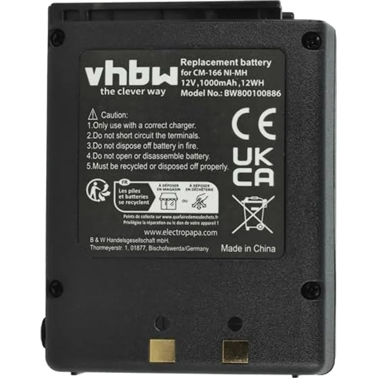 VHBW Akku, geeignet für Funkgerät, Walkie Talkie Icom IC-A22, IC-A22E, IC-A3, IC-A3E 1000 mAh, 12 V, NiMH – Bild 5