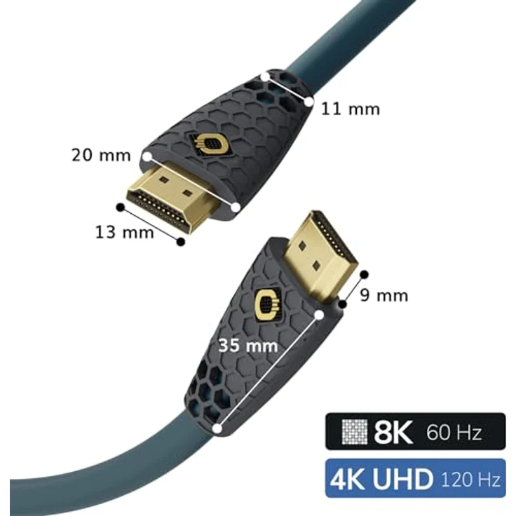 OEHLBACH Flex Evolution HDMI Kabel - Patent - Knickschutz Gewebemantel - 8K Ultra High-Speed HDMI-Kabel - 8K FUHD 60Hz 4320p - 4K 120Hz 2160p - 48Gbit-s (21:9 Cinema, 3D, Dolby Vision, Dynamic HDR 10+, VRR, eARC, UHD2) 1 m – Bild 3