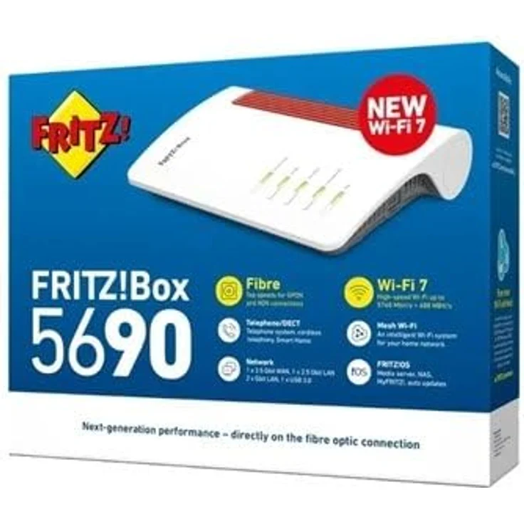 FRITZ! Router Fritz! BOX 5690 Bianco, Wi-Fi 7 bis 6.448 Mbit/s, Glasfaser-kompatibel, DECT-Basis für Smart Home – Bild 1