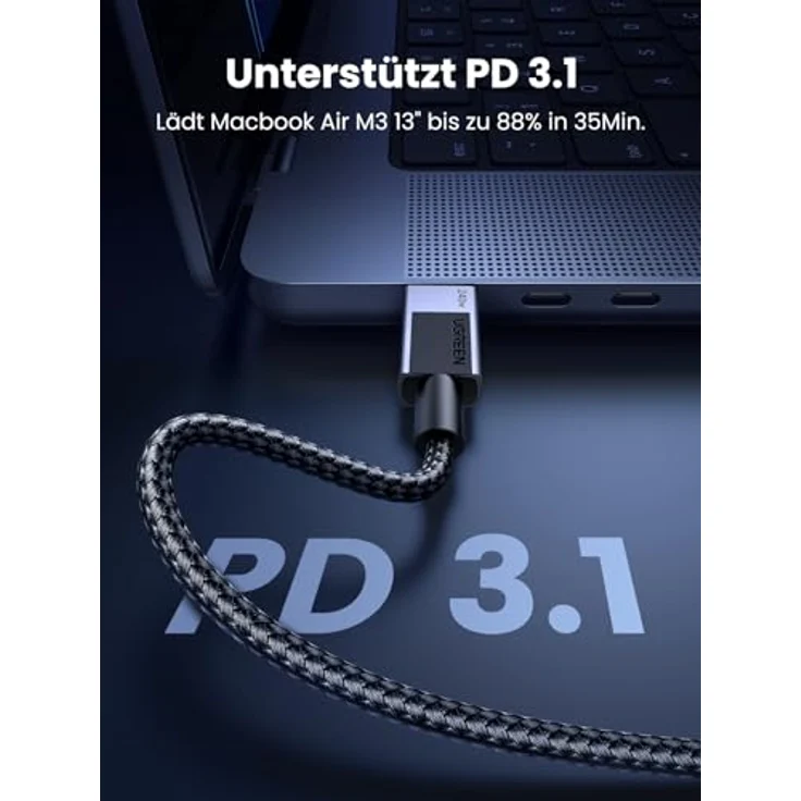UGREEN 240W USB C auf USB C Kabel PD 3.1, Schnellladekabel für iPhone 17/Air/16/15, M3 MacBook Pro/Air, iPad Pro/Air 2024, Galaxy S24 Ultra, 1M, 480 Mbps Datenübertragung – Bild 3