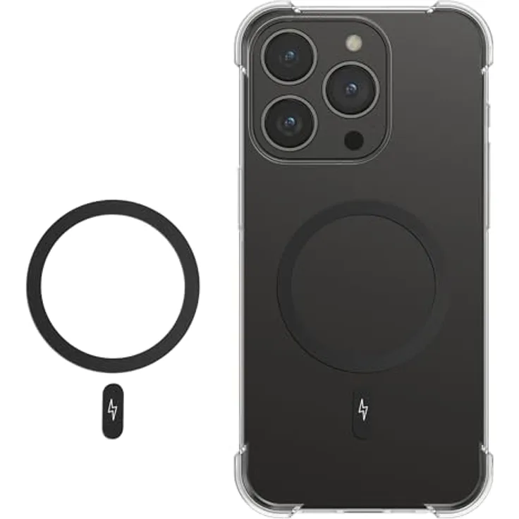 kwmobile 2 Magnetring Aufkleber, universelles Magnetisches Konvertierungsset für iPhone 15/14/13/12 und Samsung Galaxy S23/S22/S21, Schwarz