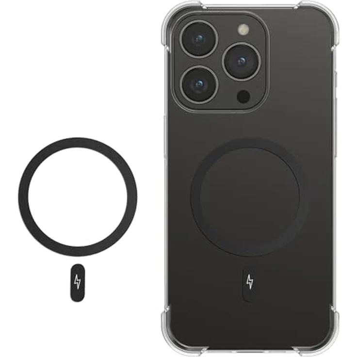 kwmobile 2 Magnetring Aufkleber, universelles Magnetisches Konvertierungsset für iPhone 15/14/13/12 und Samsung Galaxy S23/S22/S21, Schwarz – Bild 1