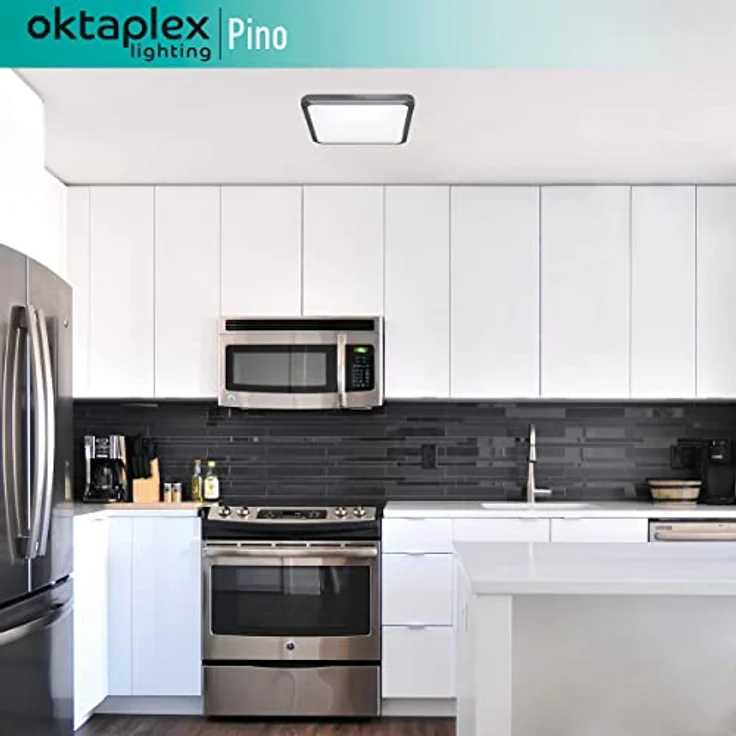 Oktaplex lighting LED Deckenleuchte Pino Anthrazit Quadratisch 12 Watt 850 lm 3000 K Warmweiß 25cm – Bild 3