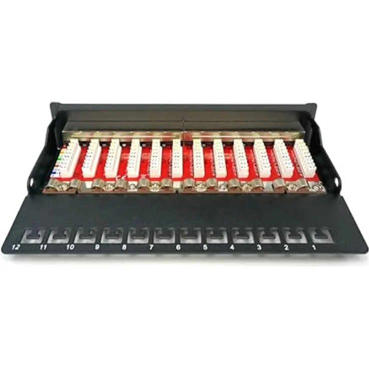 Digitus DN-91612SD-EA 12 Port Netzwerk-Patchbox CAT 6a, 1 HE, Schwarz (RAL 9005), vollgeschirmte RJ45-Buchsen für optimale Performance – Bild 4