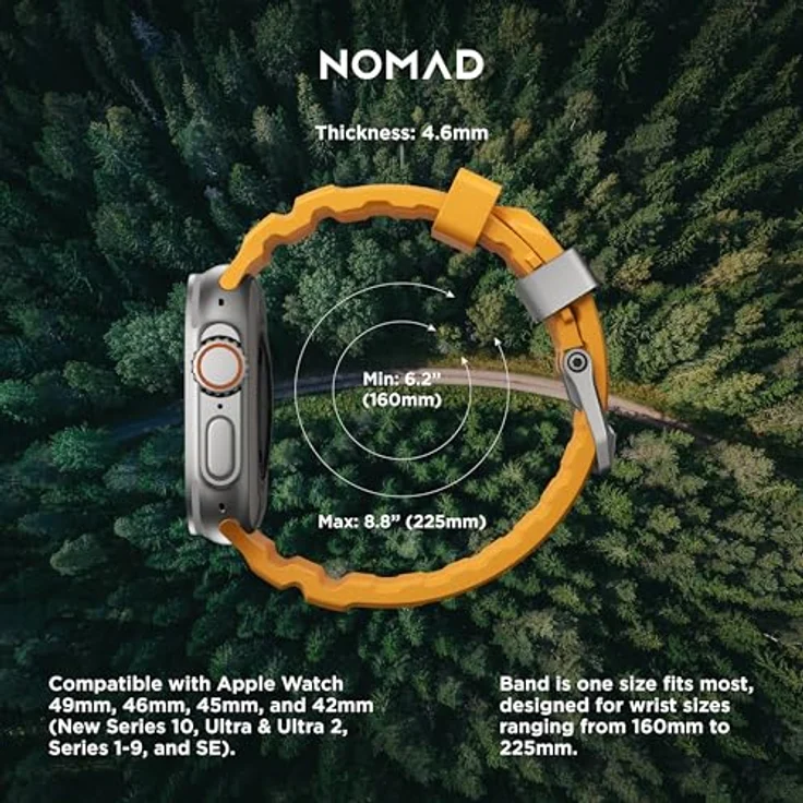 Nomad Smartwatch-Armband Rocky Point Band 42/44/45/49mm Sol Connector, Hochwertiges Uhrenarmband aus FKM in Titan-Look – Bild 3