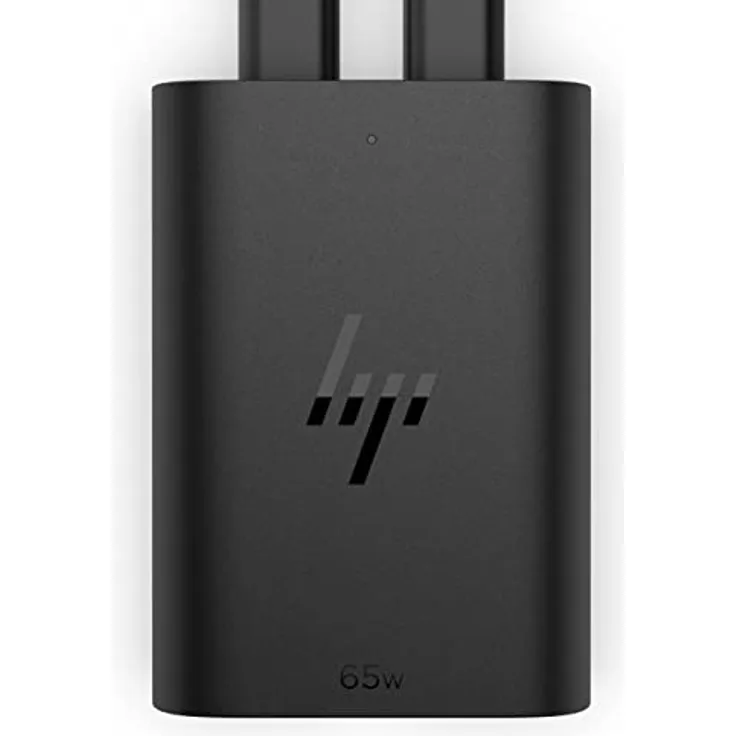 HP USB-C 65W GaN Laptop Charger EMEA-INT, kompaktes Notebook Netzteil mit zwei USB-C Anschlüssen, Schwarz