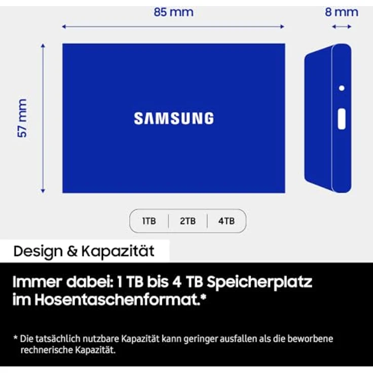 Samsung Portable SSD T7 MU-PD4T0G/WW, 4 TB, USB Typ-C 3.2 Gen 2, 1050 MB/s, Silber, mit Passwortschutz – Bild 8