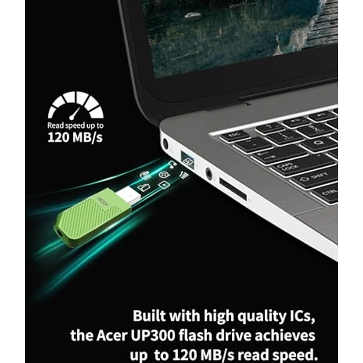 Acer UP300 USB-Stick, 3.2 Gen 1, 32 GB, Grün, Plug-and-Play, hohe Lesegeschwindigkeit bis zu 100 MB/s – Bild 2