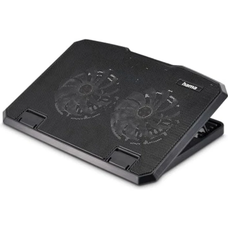 Hama Laptop-Kühler Black Metal, neigbar, leise, 2 Lüfter, 40 cm (15,6), Schwarz – Bild 2