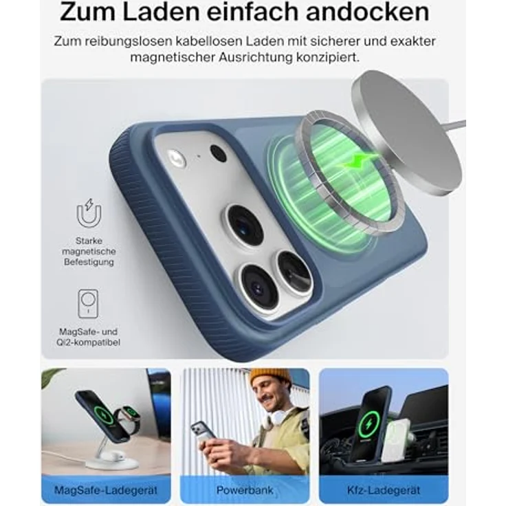Belkin Grip SheerForce Schutzhülle für iPhone 17 Pro, stoßfest mit Kamerasteuerung, dunkelblau – Bild 3