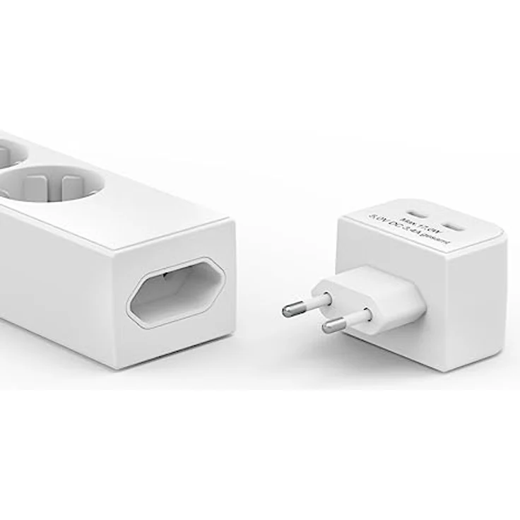 Steckdosenleiste, 5-Fach, m. USB-C-Adapter 2-Fach 17W, Schalter, 1,4m, Weiß – Bild 2