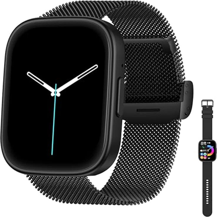 Levowatch DOITX3 Herren Smartwatch, 2.1" AMOLED Always-On Display, 3 Armbänder, BT5.3, Fitness Tracker Uhr, wasserdicht - Schwarz/Nylon/Edelstahl – Bild 1