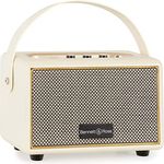 Bennett & Ross BB-820CW Blackmore Junior Version 2020 - Retro Bluetooth Lautsprecher in Lederoptik mit 5200 mAh Akku - Vintage Speaker mit 20W - MicroSD-Eingang mit MP3-Player - Aux-in - Weiß