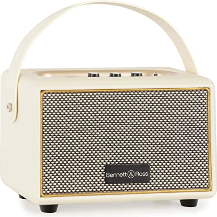 Bennett & Ross BB-820CW Blackmore Junior Version 2020 - Retro Bluetooth Lautsprecher in Lederoptik mit 5200 mAh Akku - Vintage Speaker mit 20W - MicroSD-Eingang mit MP3-Player - Aux-in - Weiß – Bild 1