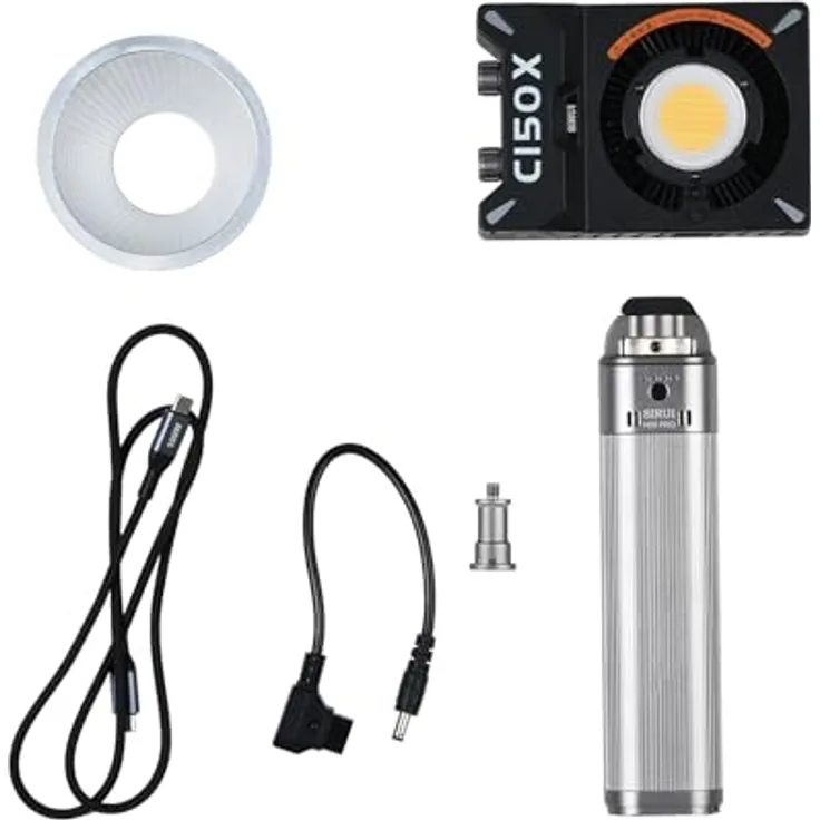 SIRUI C150X Lite, 150W LED-Videoleuchte Profi-Set mit H99 Pro Akku-Griff, 97Wh V-Mount, PD-QuickCharge, Bluetooth-App Steuerung, integrierter Softbox & Schnellwechsel-System
