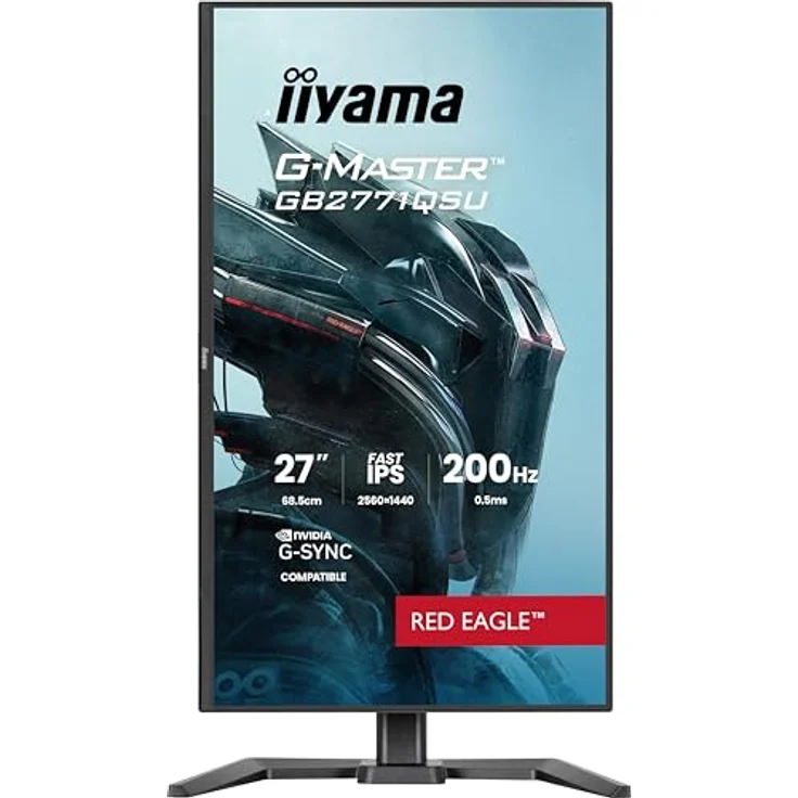 iiyama G-Master Red Eagle GB2771QSU-B1, 27" QHD Gaming Monitor mit 200Hz, 0.5ms Reaktionszeit, G-SYNC, USB-C, höhenverstellbar, schwarz – Bild 4