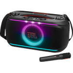 JBL PartyBox On The Go 2, Bluetooth Party Lautsprecher mit 15 Stunden Akkulaufzeit, kabellosem Mikrofon und IPX4 Spritzwasserschutz, Schwarz